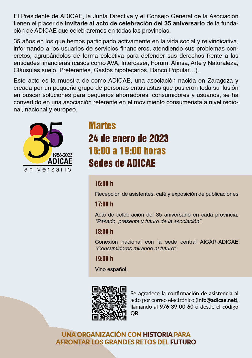 Logo 35 aniversario de ADICAE